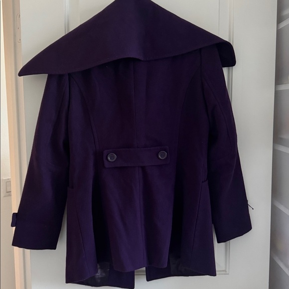 INC International Concepts Deep Purple Coat with Oversized Collar - Picture 2 of 3